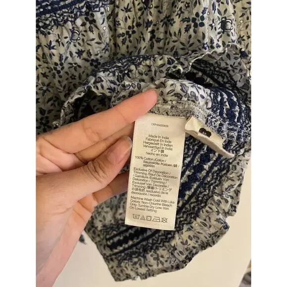 Madewell Top Women's Small Blue Jeanette Florentine Floral Crop Embroidered - Picture 6 of 7